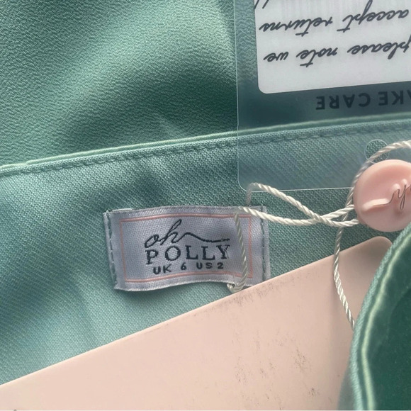 New! Oh Polly Paloma One Shoulder Draped Mini Dress in Teal nwt 22208 - Picture 9 of 14